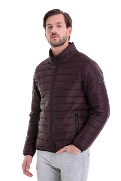 Bordo Slim Fit Hakim Yaka Şişme Mont - 2