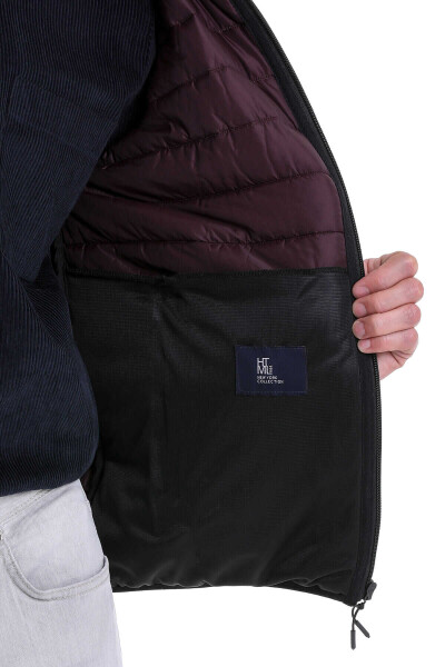 Bordo Slim Fit Hakim Yaka Şişme Mont - 6