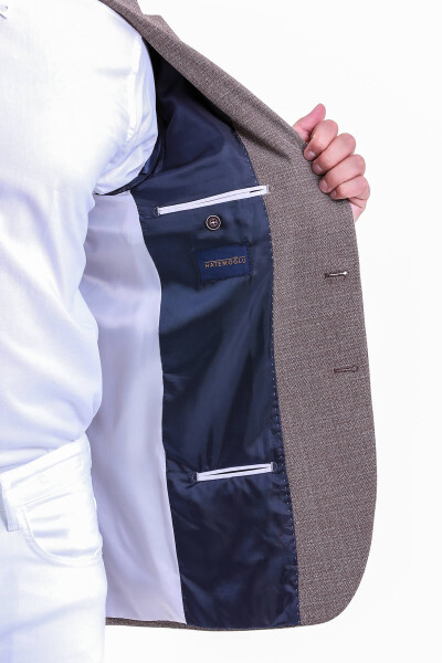 Bordo Slim Fit Desenli Mono Yaka Casual Ceket - 5