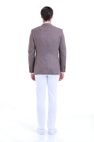 Bordo Slim Fit Desenli Mono Yaka Casual Ceket - 6