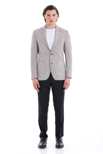 Bordo Slim Fit Desenli Mono Yaka Casual Ceket - 2