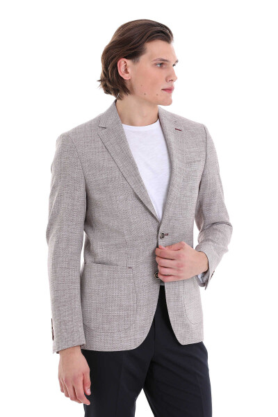 Bordo Slim Fit Desenli Mono Yaka Casual Ceket - 4