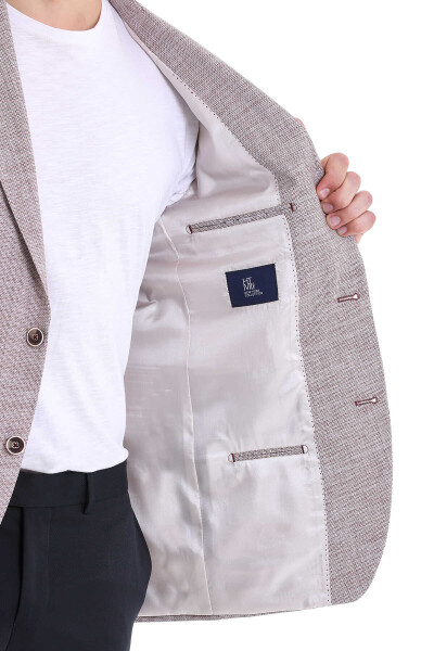 Bordo Slim Fit Desenli Mono Yaka Casual Ceket - 7