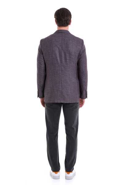 Bordo Slim Fit Desenli Mono Yaka Casual Ceket - 8
