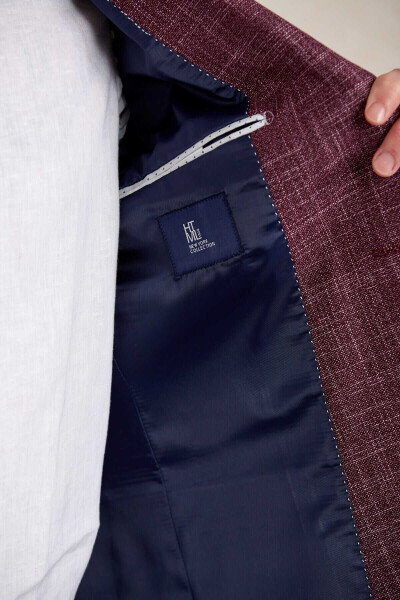 Bordo Slim Fit Mono Yaka Klasik Ceket - 7