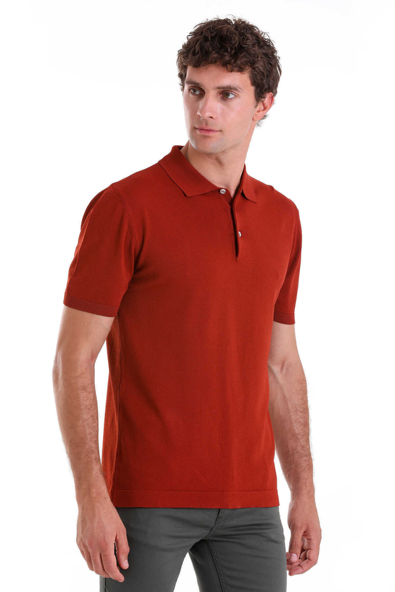 Bordo Comfort Fit Polo Yaka Rayon Tişört - Hatem Saykı (1)