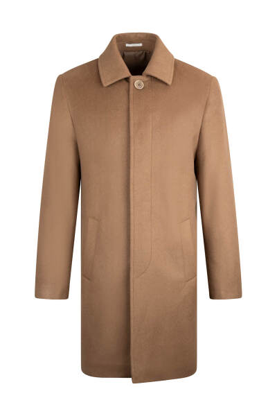Camel Regular Fit Bebe Yaka Kaşe Yünlü Palto - 1