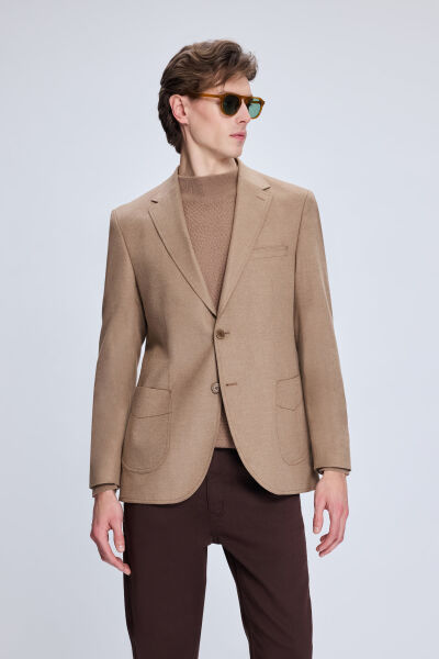 Camel Slim Fit Mono Yaka Casual Ceket 