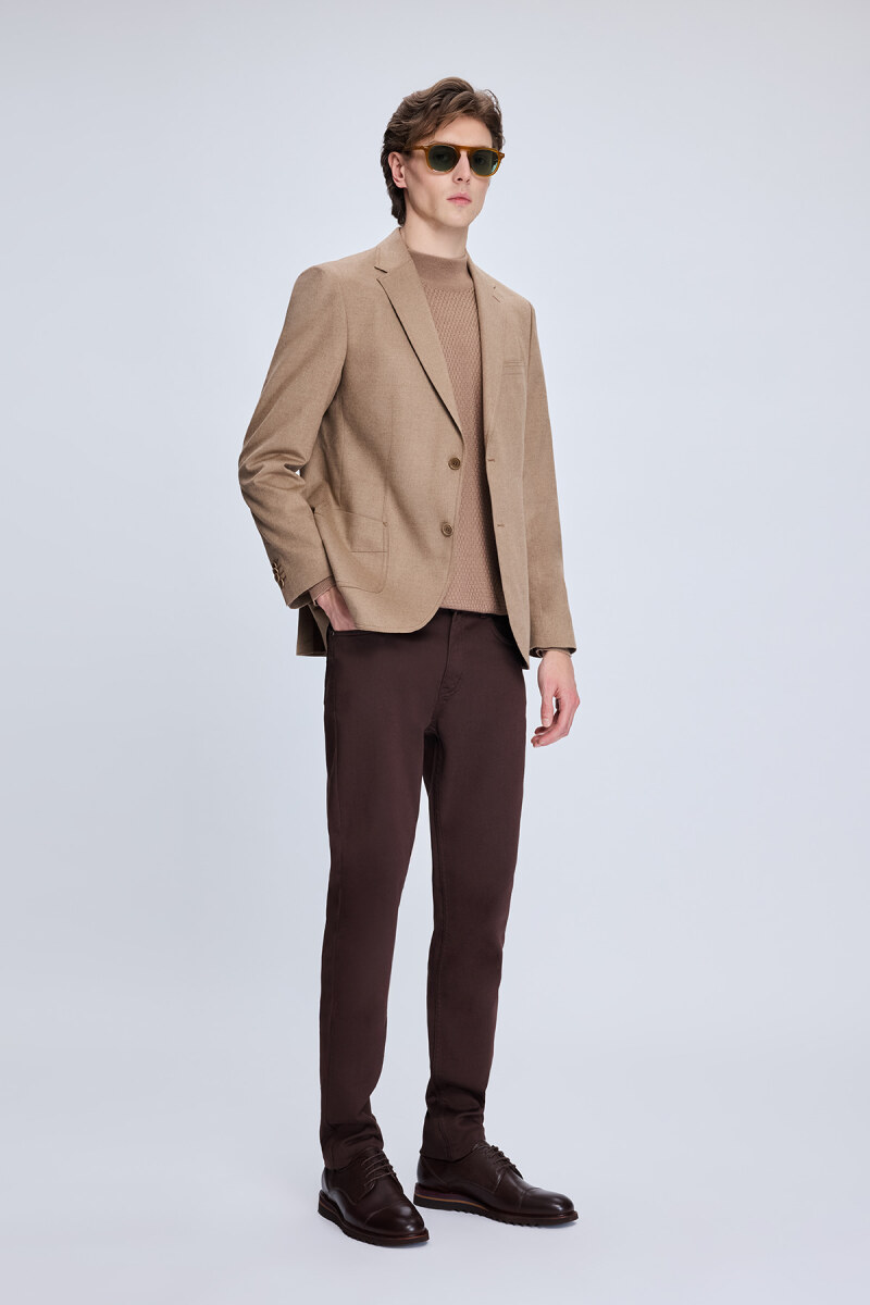Camel Slim Fit Mono Yaka Casual Ceket - HTML (1)