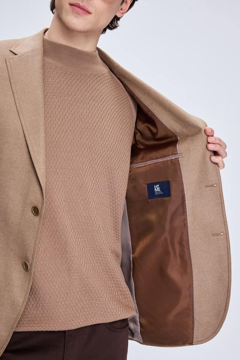 Camel Slim Fit Mono Yaka Casual Ceket - HTML (1)