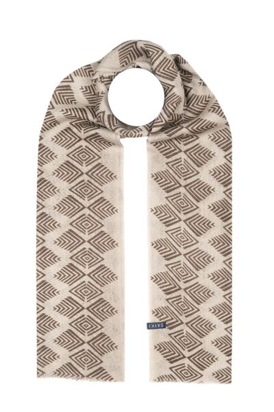 Desenli 100% Yün Atkı - 1