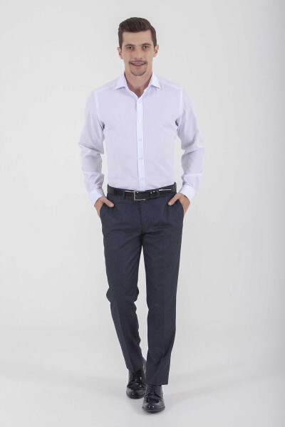 Beyaz Desenli Klasik Gömlek - 2