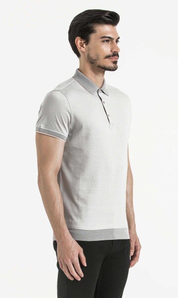 Gri Desenli Polo Yaka Tişört - 3