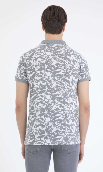 Gri Desenli Polo Yaka Tişört - 4