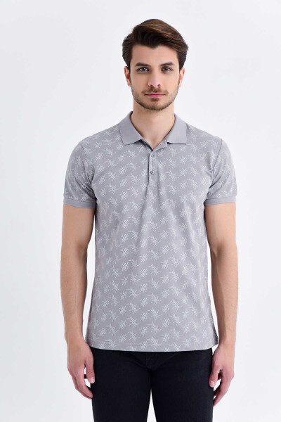 Gri Desenli Polo Yaka Tişört - 3