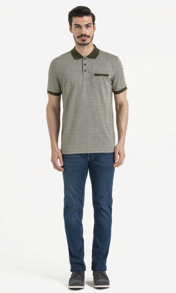 Desenli Polo Yaka Haki T-shirt - 2