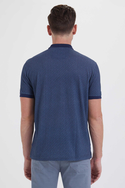 Lacivert Desenli Polo Yaka Tişört - 4