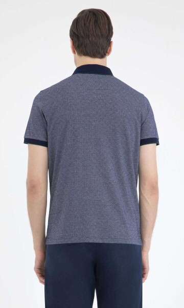 Lacivert Desenli Polo Yaka Tişört - 4