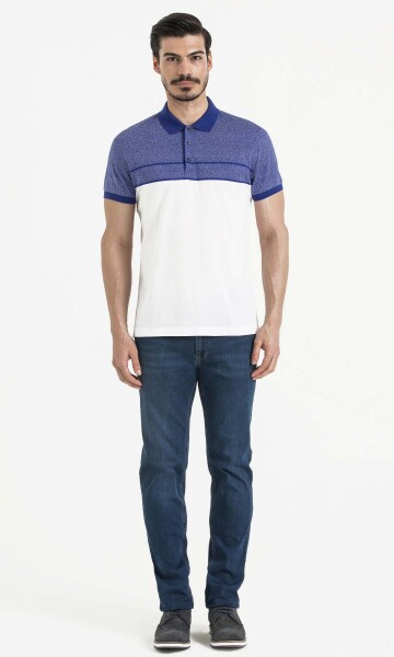 Lacivert Blok Desenli Polo Yaka Tişört - 2