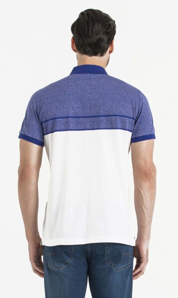 Lacivert Blok Desenli Polo Yaka Tişört - 4