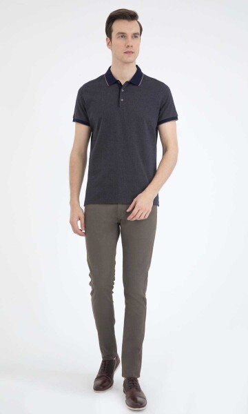 Lacivert Desenli Polo Yaka Tişört - 2