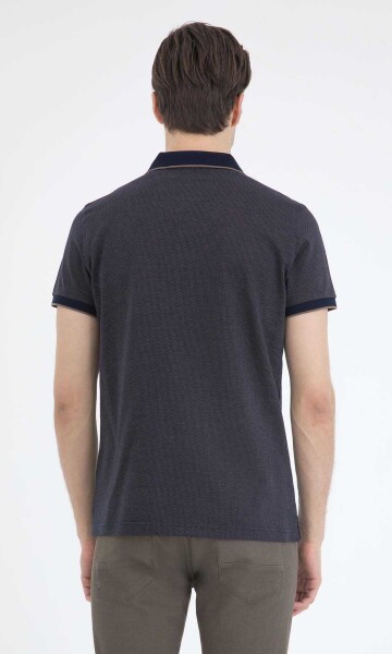 Lacivert Desenli Polo Yaka Tişört - 4