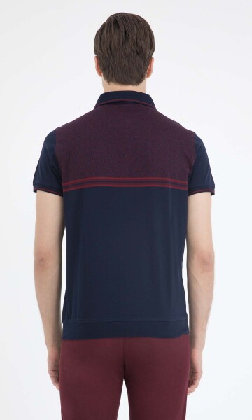 Lacivert Desenli Polo Yaka Tişört - 4