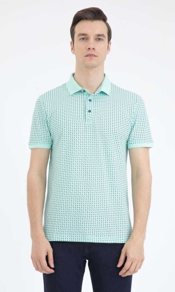 Yeşil Desenli Polo Yaka Tişört - 1