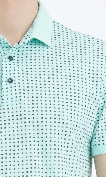 Yeşil Desenli Polo Yaka Tişört - 3