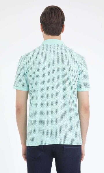 Yeşil Desenli Polo Yaka Tişört - 4