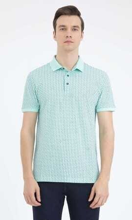 Yeşil Desenli Polo Yaka Tişört - 5