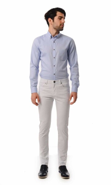 Desenli Slim Fit Beyaz Pantolon - 2