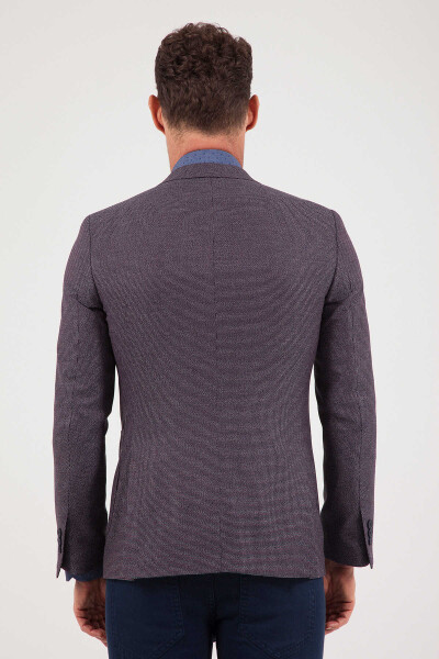 Bordo Slim Fit Desenli Klasik Ceket - 6