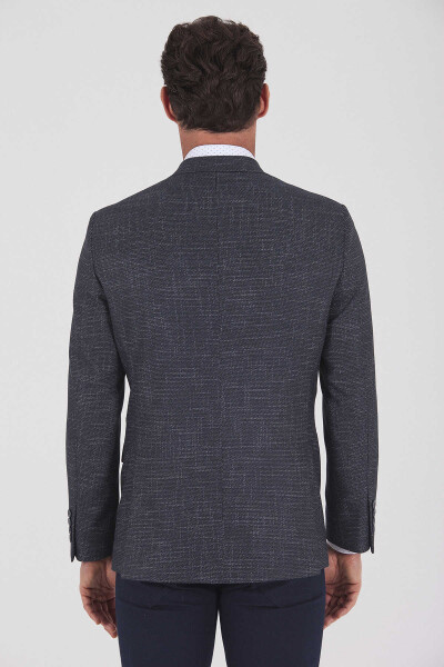 Lacivert Slim Fit Desenli Klasik Ceket - 4