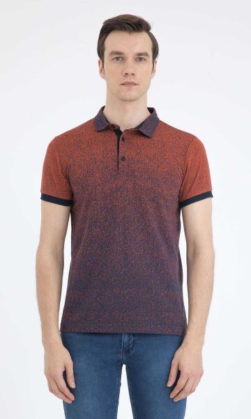 Kahverengi Desenli Polo Yaka Tişört - 1