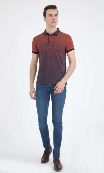 Kahverengi Desenli Polo Yaka Tişört - 2