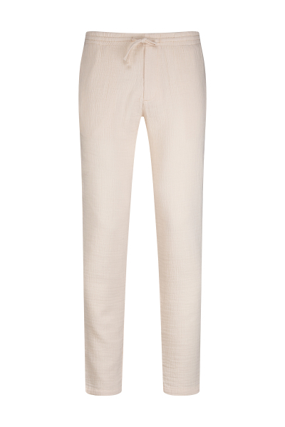 Ekru Rahat Kesim Yandan Cepli 100% Pamuk Jogger Pantolon 