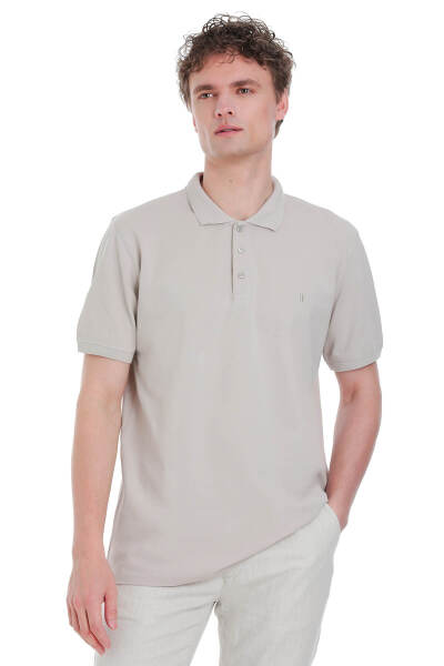 Ekru Regular Fit 100% Pamuk Polo Yaka Tişört - 6