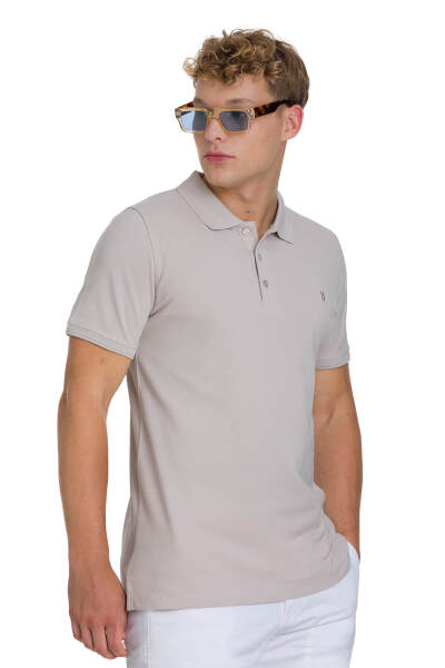 Ekru Regular Fit 100% Pamuklu Polo Yaka Tişört - 3