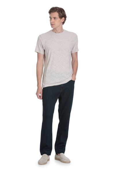 Ekru Regular Fit Bisiklet Yaka Tişört - 2