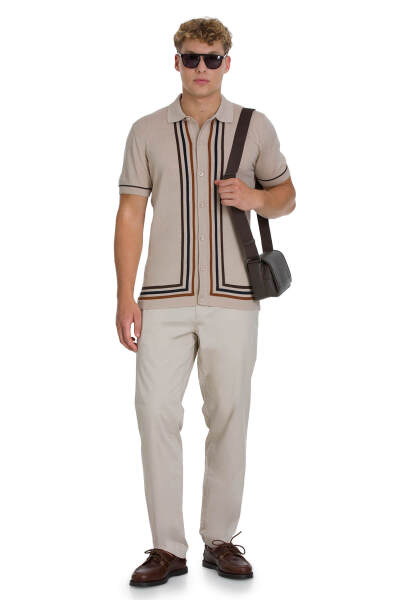 Ekru Regular Fit Polo Yaka Pamuklu Tişört - 2