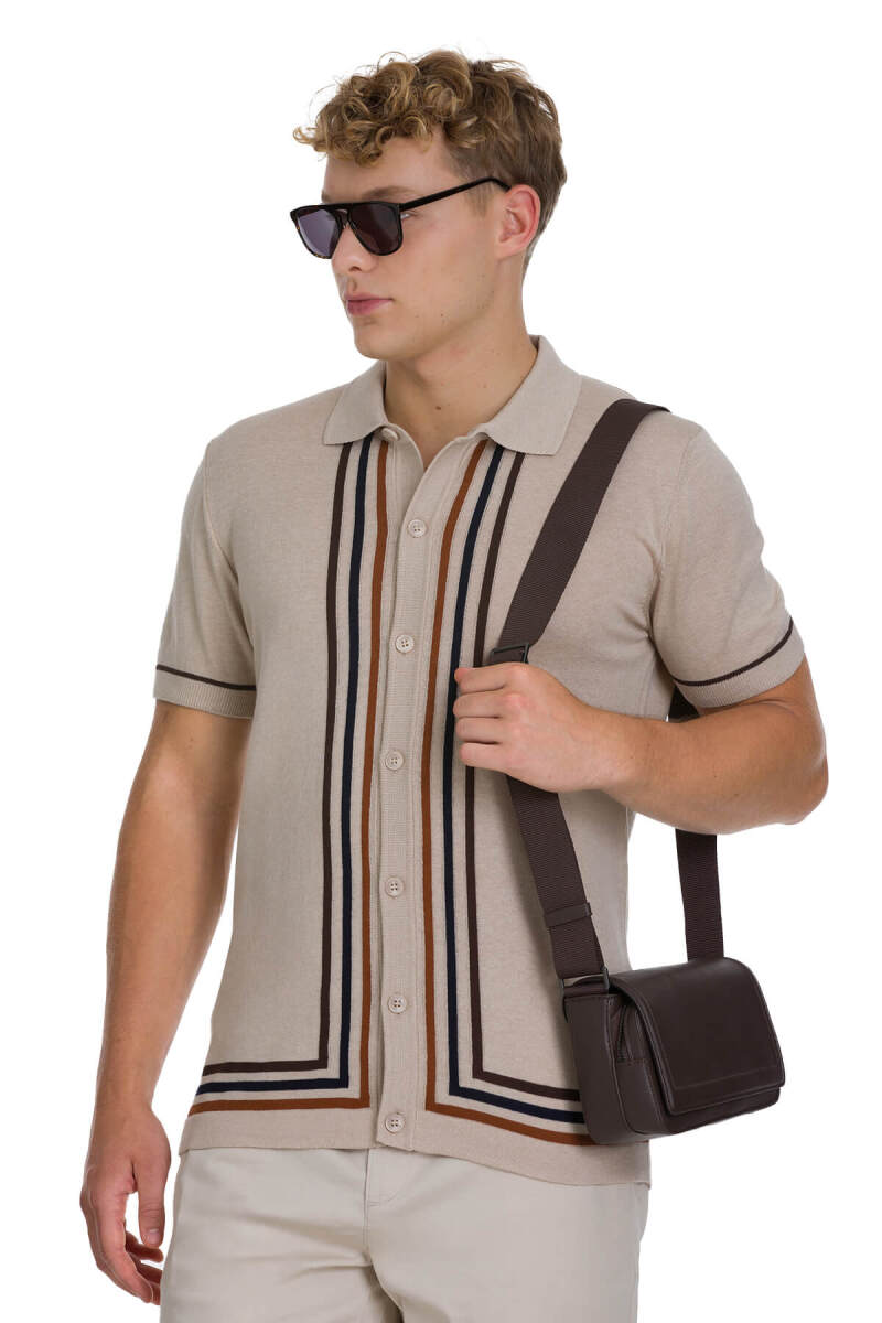 Ekru Regular Fit Polo Yaka Pamuklu Tişört - Saykı (1)