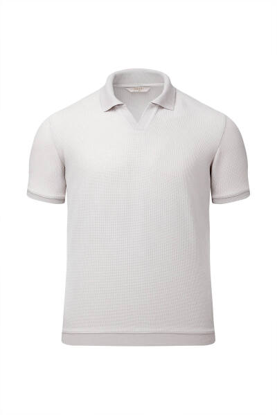 Ekru Regular Fit Polo Yaka Pamuklu Tişört 