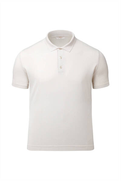Ekru Regular Fit Polo Yaka Rayon Tişört 