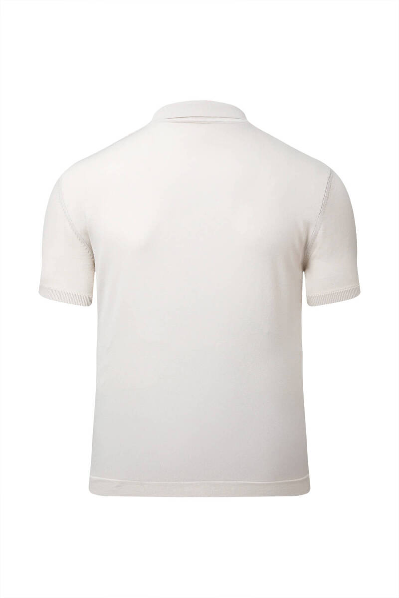 Ekru Regular Fit Polo Yaka Rayon Tişört - Saykı (1)