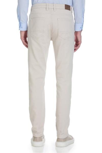 Ekru Slim Fit 5 Cep Pamuklu Kanvas Pantolon - 5