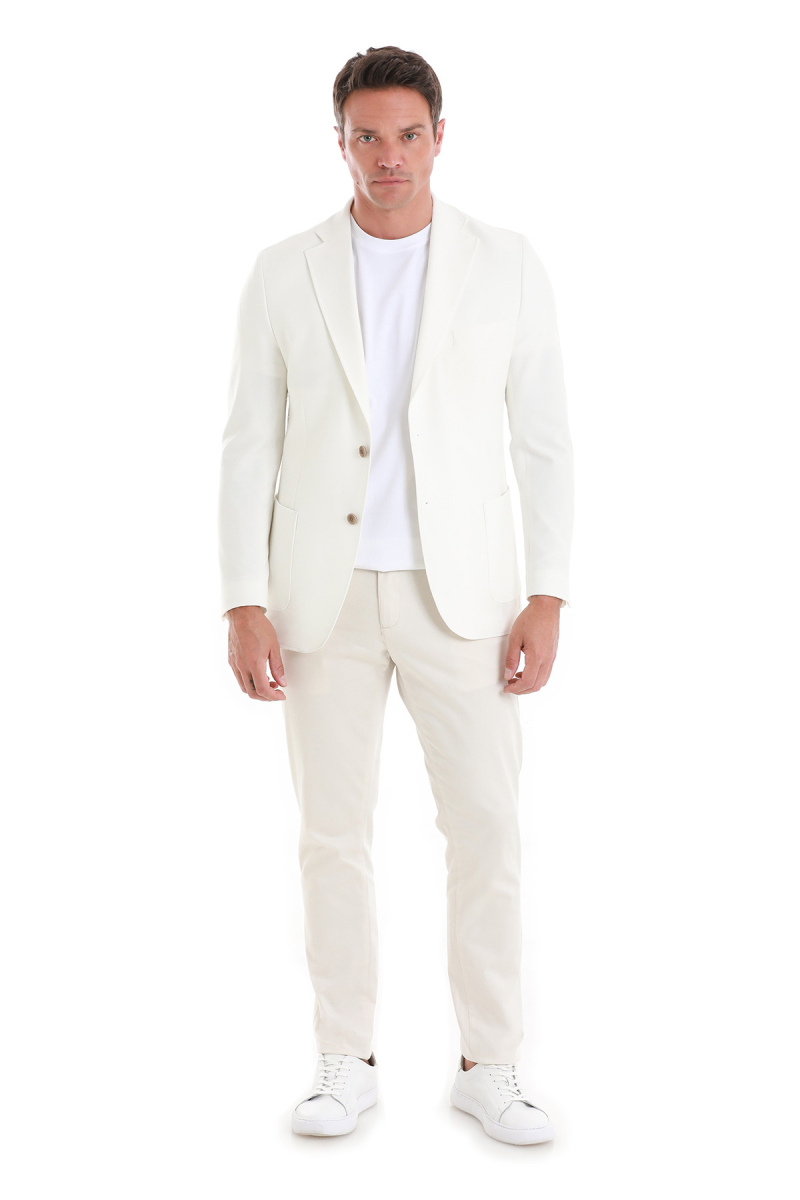 Ekru Slim Fit Mono Yaka Casual Ceket - HTML (1)