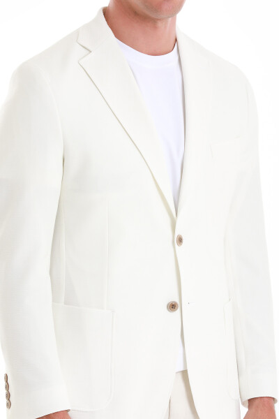 Ekru Slim Fit Mono Yaka Casual Ceket - 5