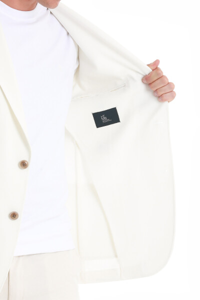 Ekru Slim Fit Mono Yaka Casual Ceket - 6