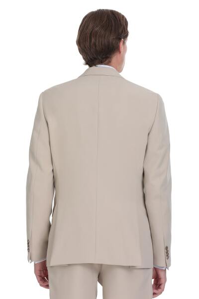 Ekru Slim Fit Mono Yaka Casual Takım Elbise - 8